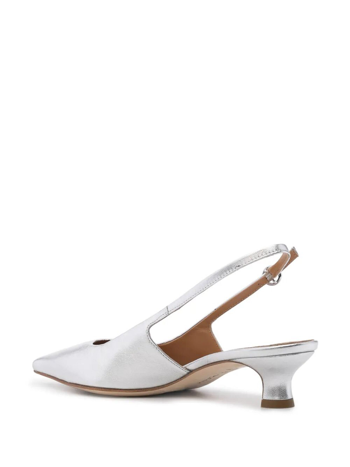 Aeyde Catrina Kitten Heel Slingback Pump In Silver