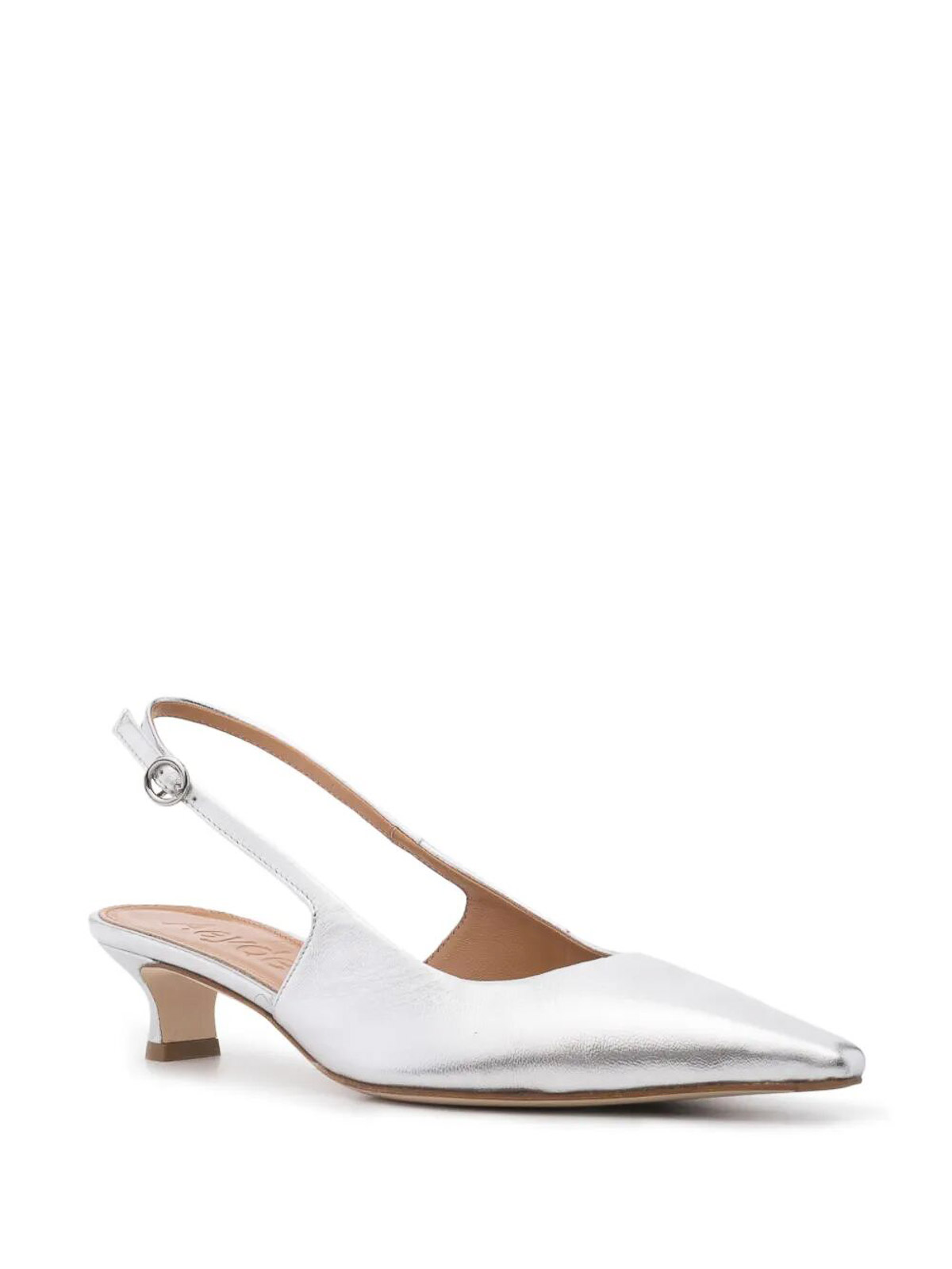 Aeyde Catrina Kitten Heel Slingback Pump In Silver