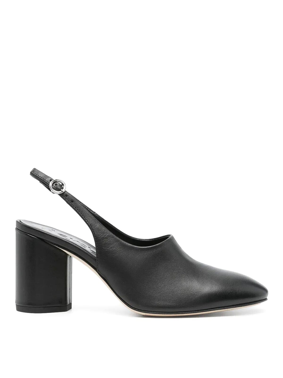 Aeyde 75mm Leather Slingback Pumps In Black