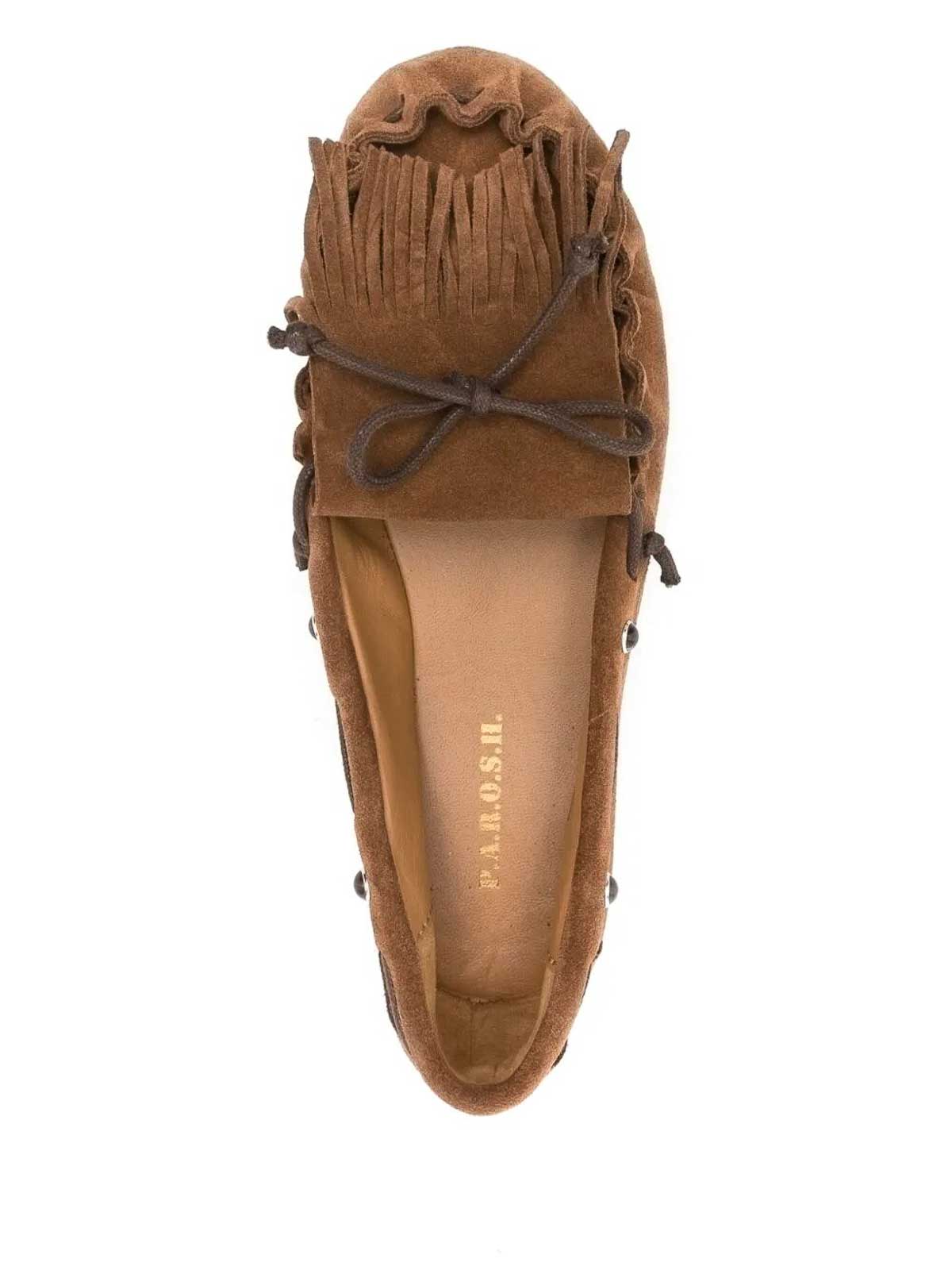 P.a.r.o.s.h Fringes Loafer Shoes In Brown