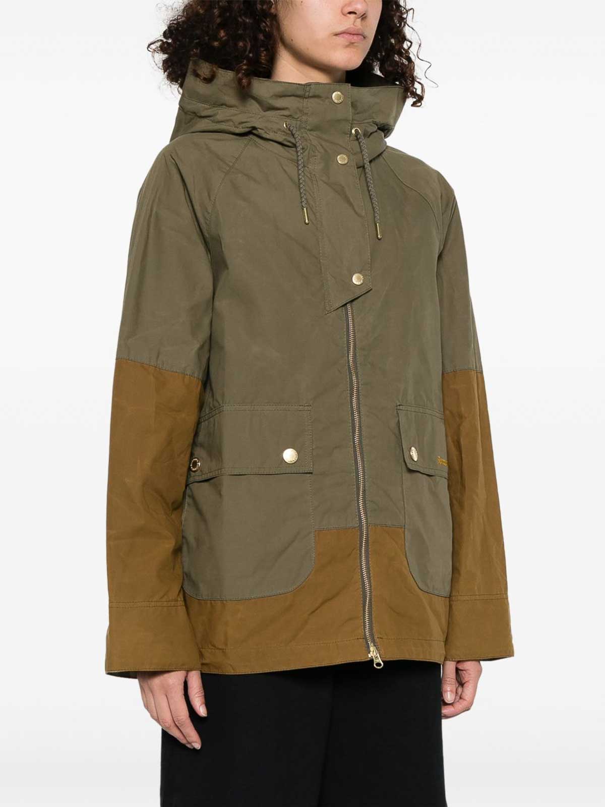 Barbour Hayley Hooded Showerproof Parka Drawstring In Green