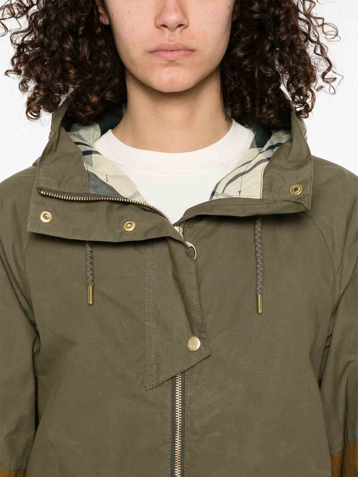 Barbour Hayley Hooded Showerproof Parka Drawstring In Green