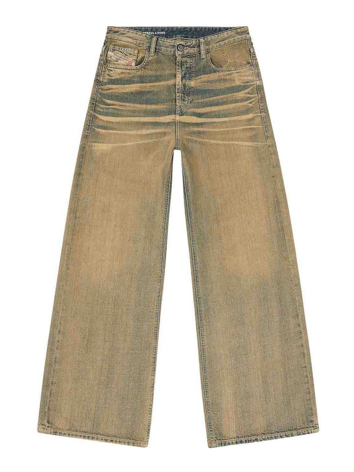 Diesel Straight-leg Jeans In Faded Beige Cotton