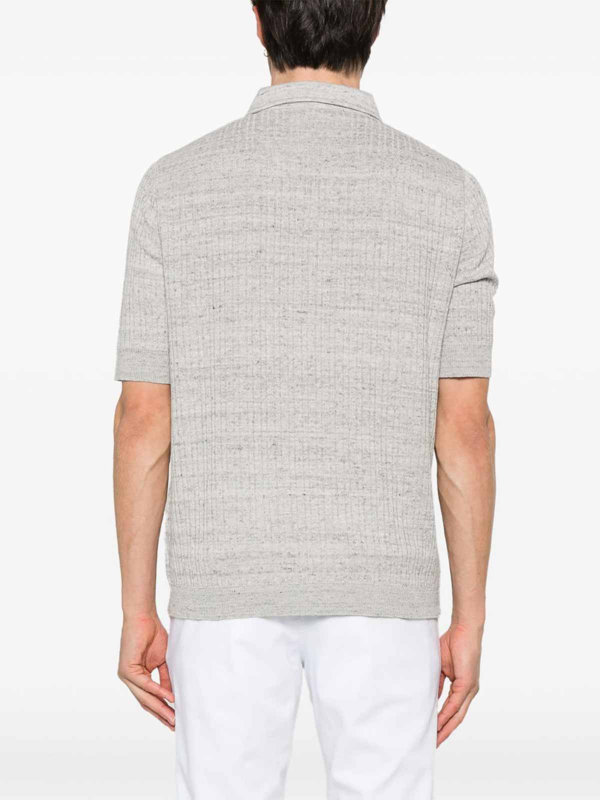 Lardini Textured Beige Polo T-shirt With Buttoned Placket