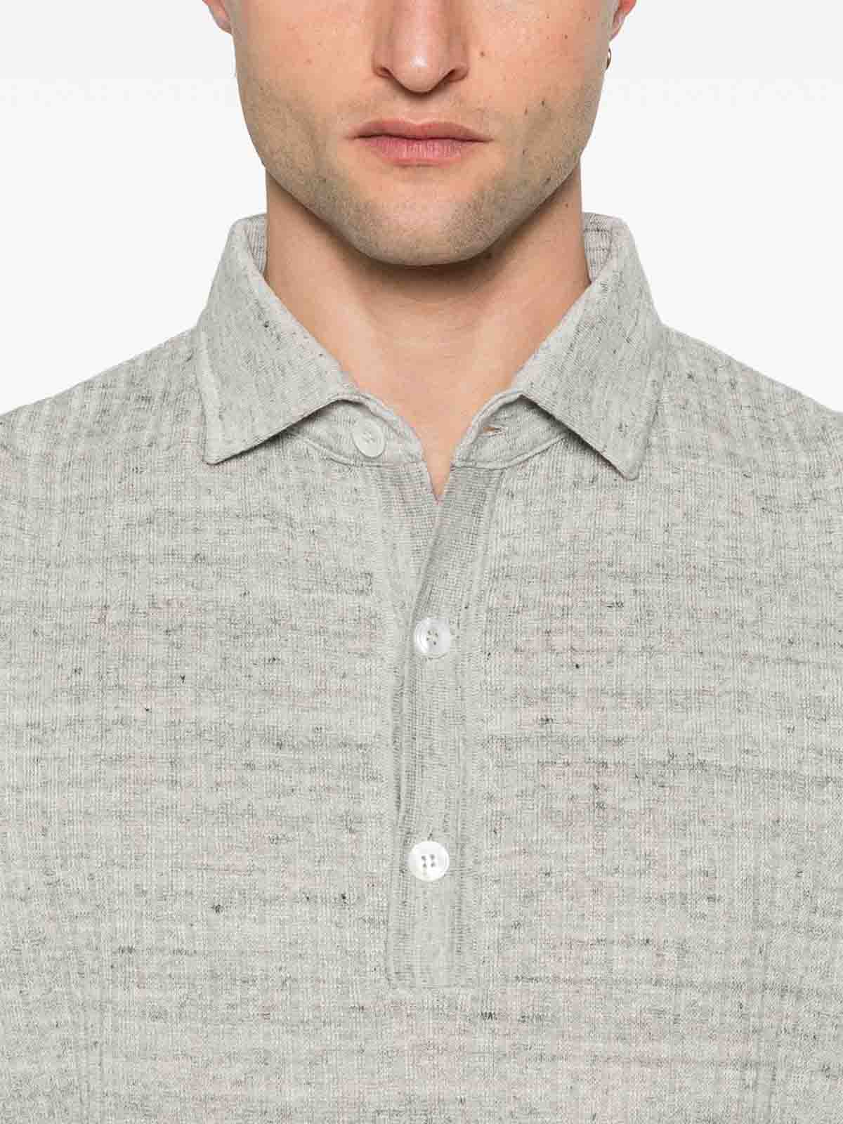 Lardini Textured Beige Polo T-shirt With Buttoned Placket