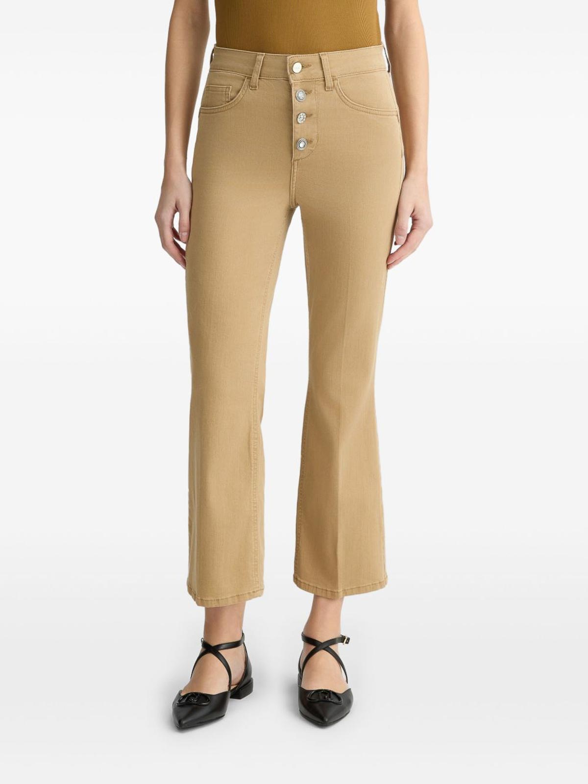 LIU •JO LONG CAMEL-COLORED FLARED JEANS