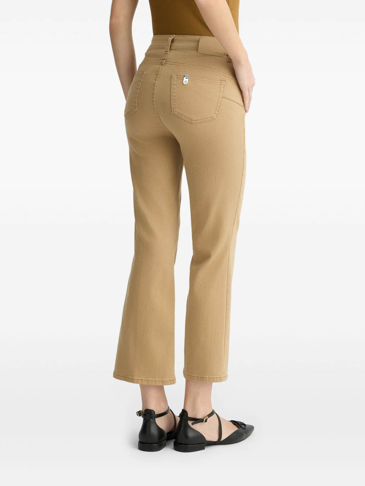 Shop Liu •jo Long Camel-colored Flared Jeans