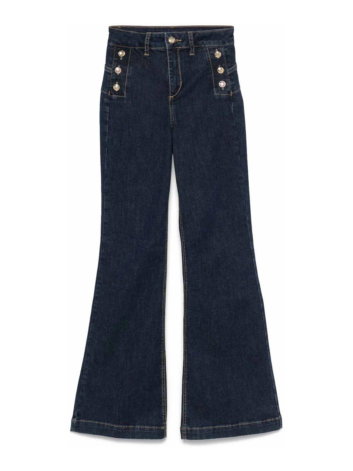 Liu •jo Liu Jo Dark Blue Flared Jeans With Silver Buttons