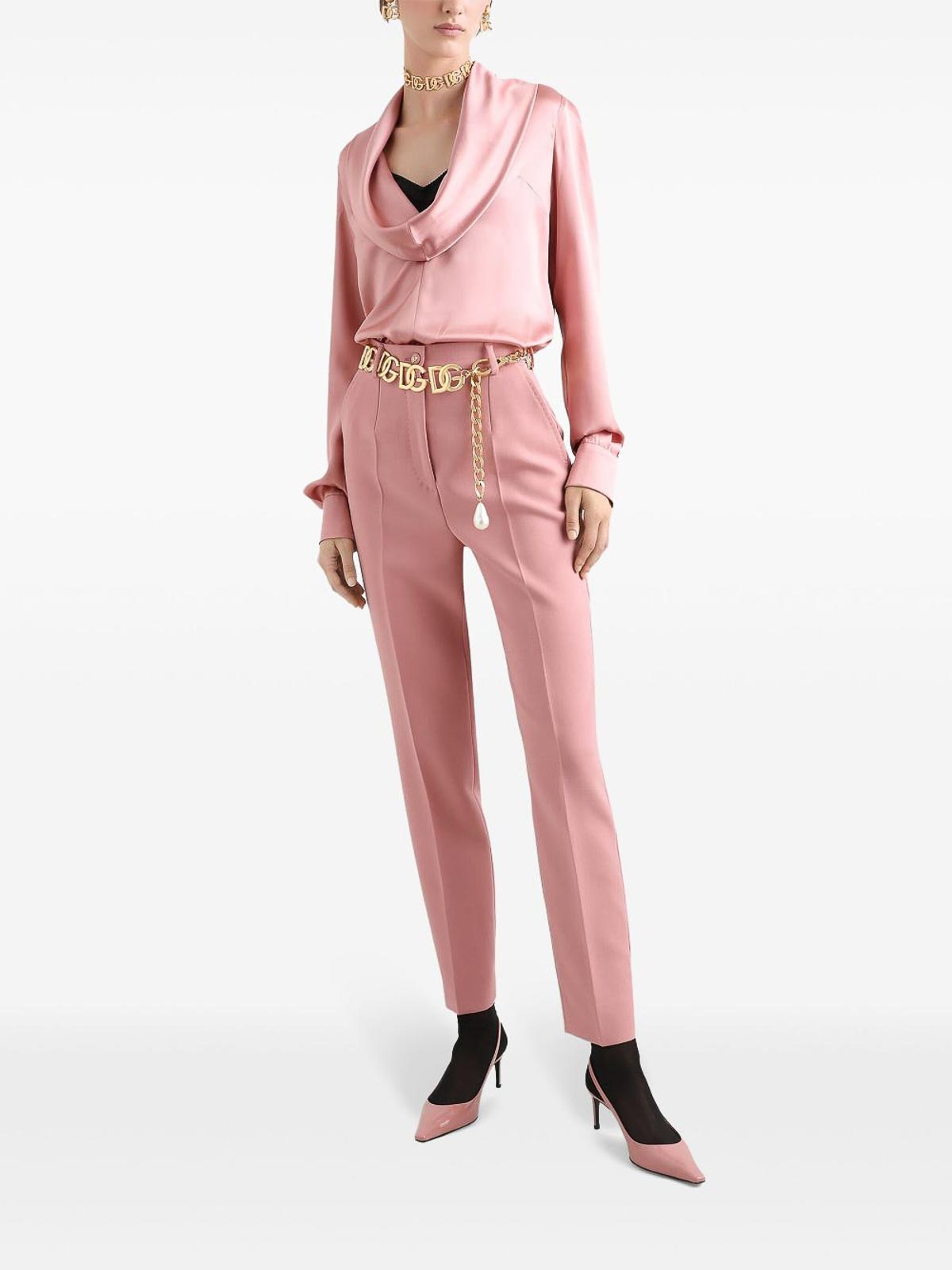 Dolce & Gabbana Blush Pink Silk Blouse With A Soft Neckline