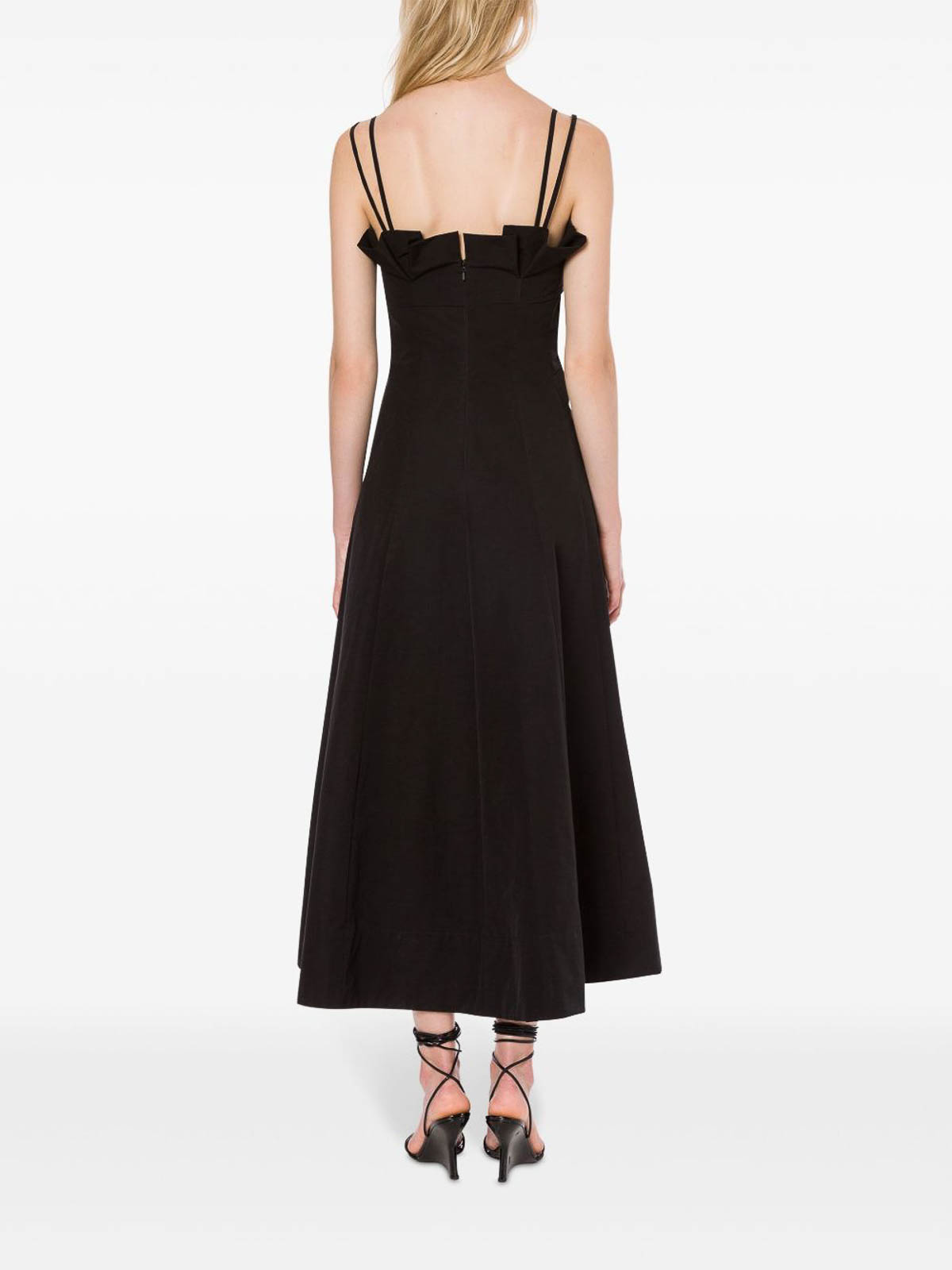 Shop Philosophy Di Lorenzo Serafini Black Flared Long Dress With Straps