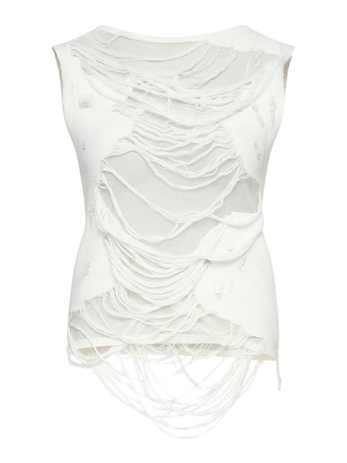 Mm6 Maison Margiela Mm6 By Maison Margiela Layered Distressed Fabric Sleeveless Top