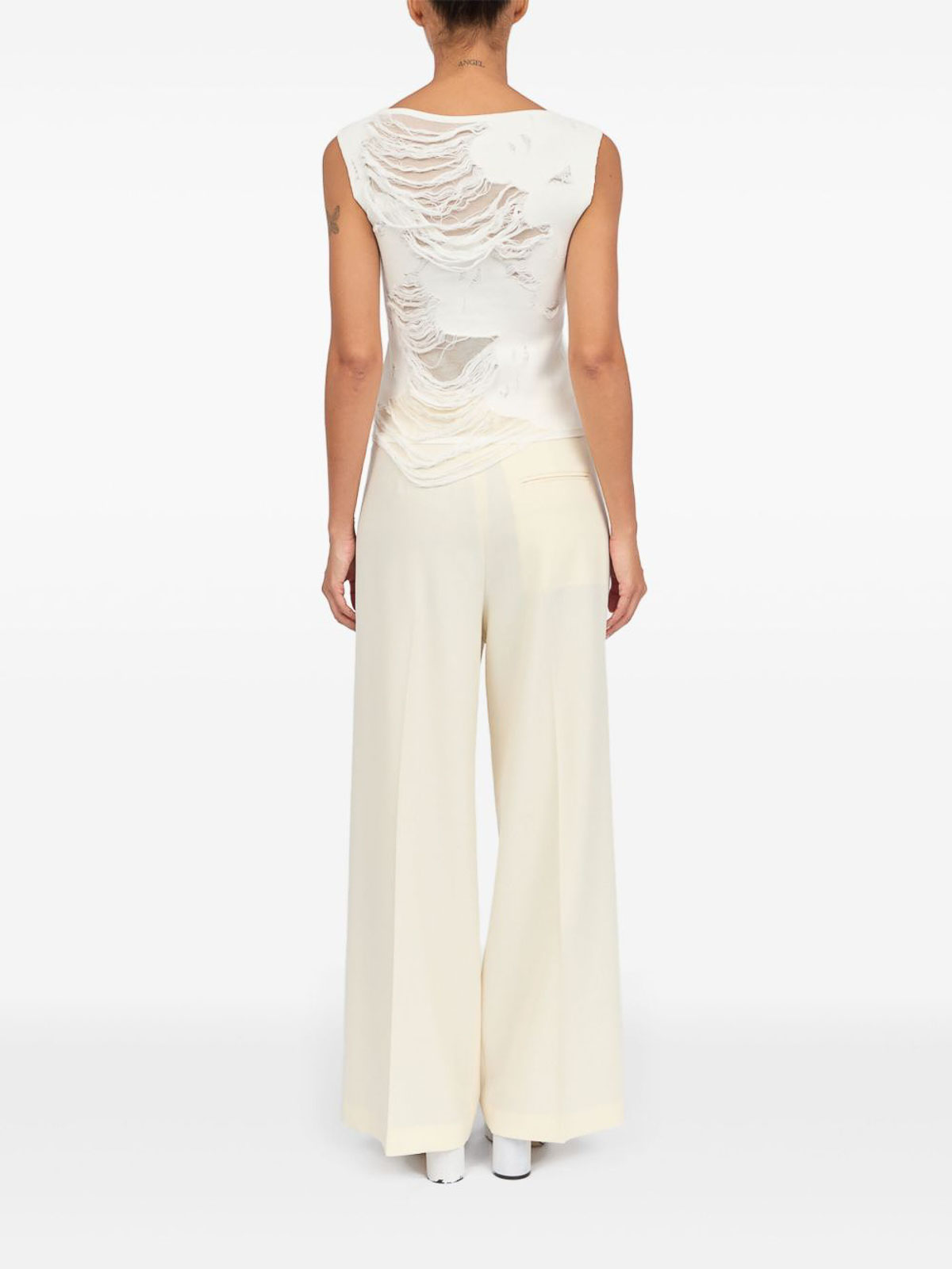 Mm6 Maison Margiela Mm6 By Maison Margiela Layered Distressed Fabric Sleeveless Top
