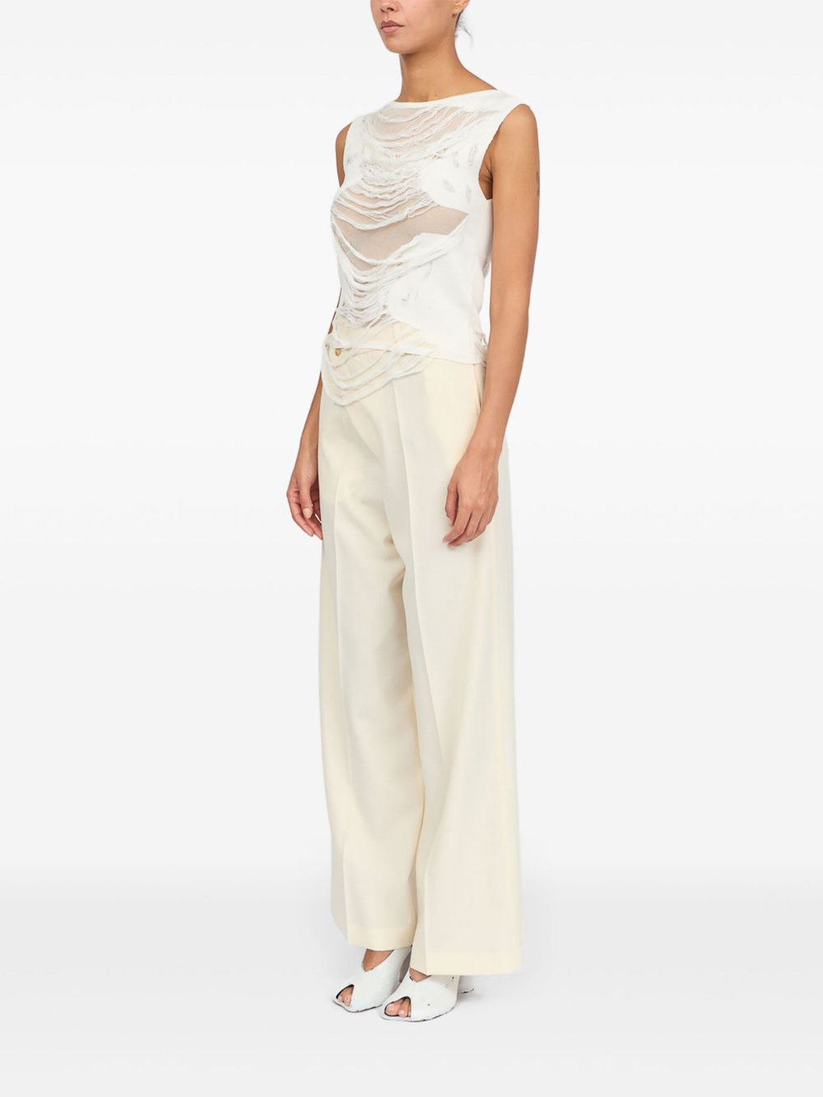 Mm6 Maison Margiela Mm6 By Maison Margiela Layered Distressed Fabric Sleeveless Top