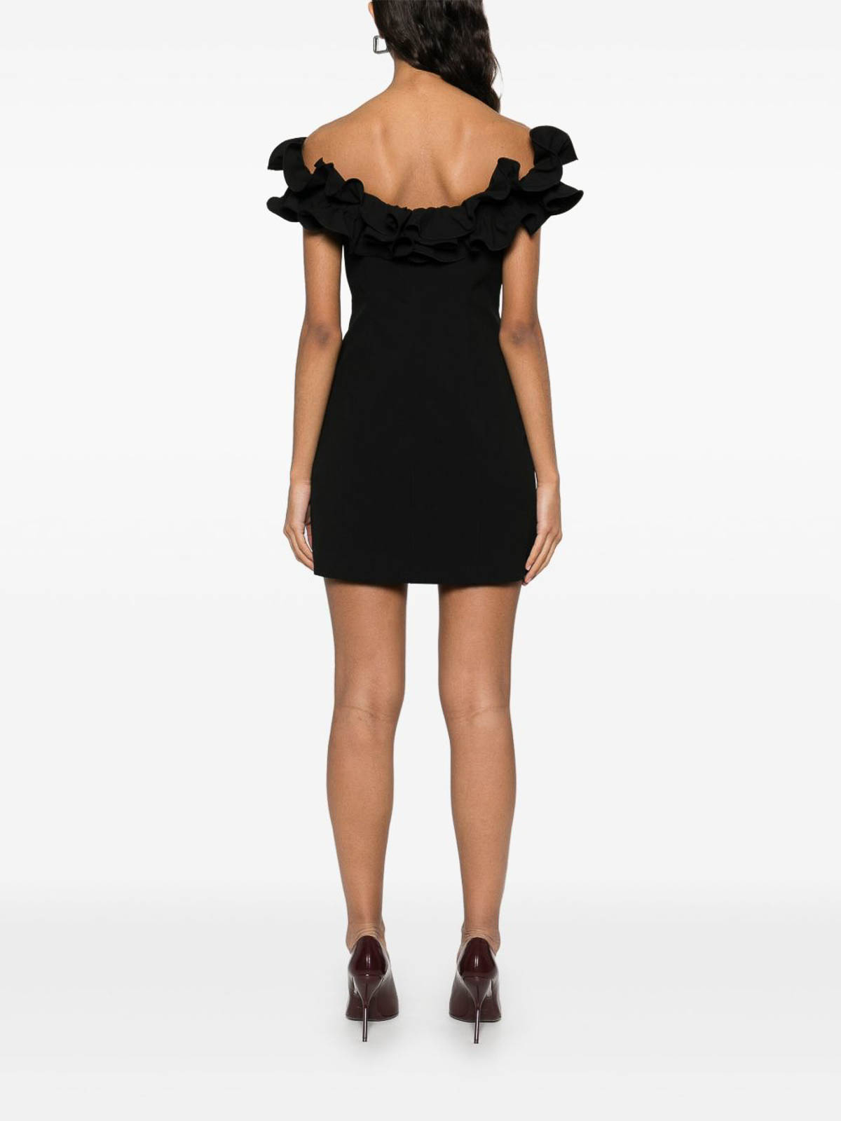 Shop Rotate Birger Christensen Bardot Neckline Mini Ruffle Dress