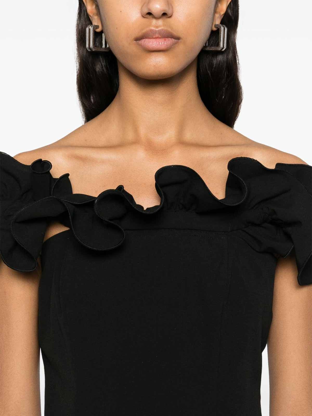 Shop Rotate Birger Christensen Bardot Neckline Mini Ruffle Dress