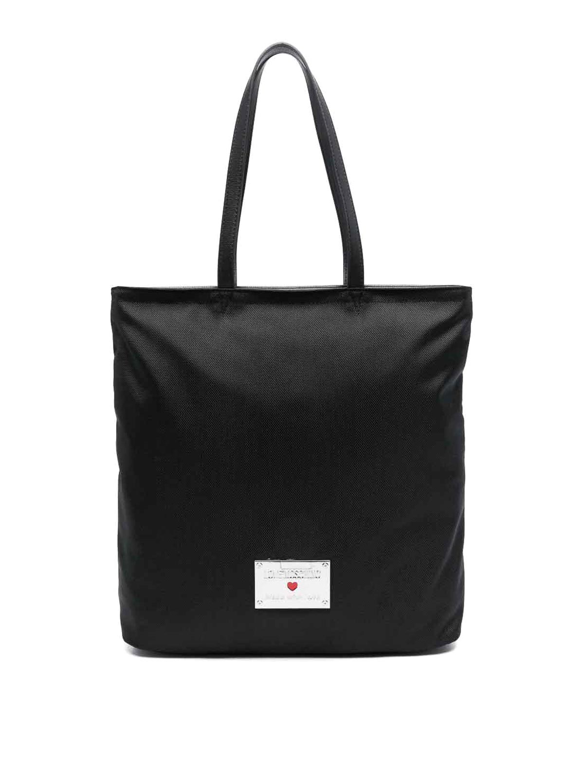 Love Moschino Rectangular Black Shopper Bag With Heart Detail