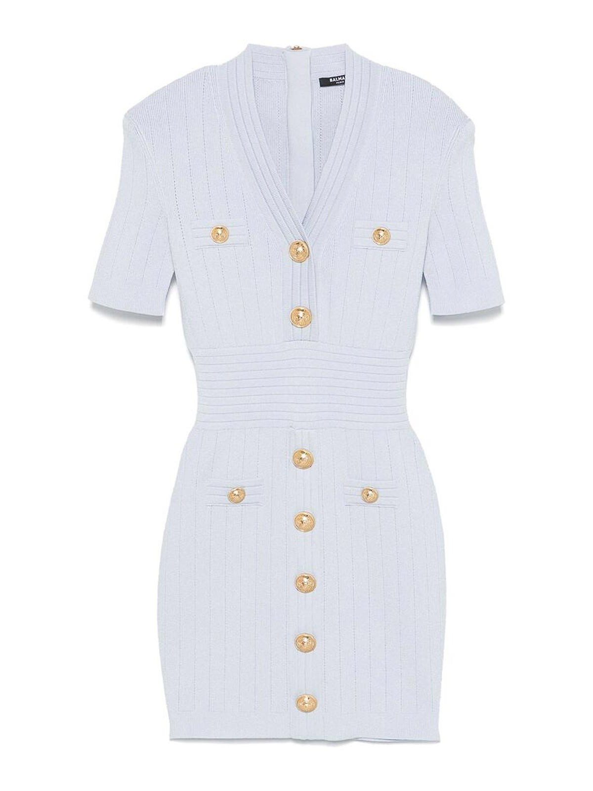 Balmain Midi Dress With Buttons In Blue