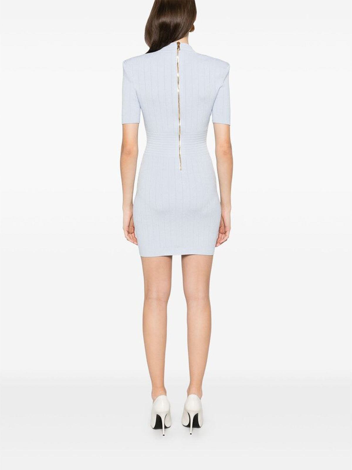 Balmain Midi Dress With Buttons In Blue