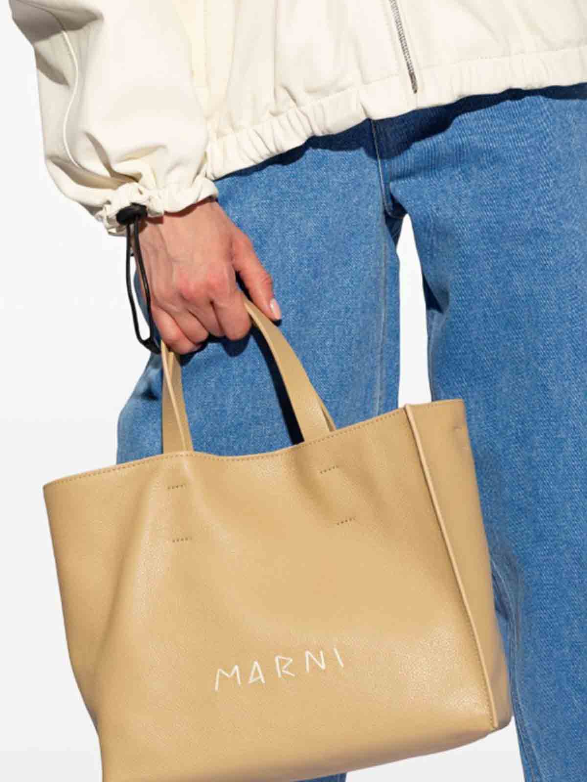 Marni Museo Logo Embroidered Shopper Bag