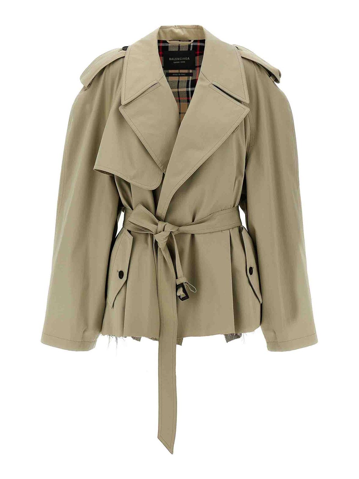 Balenciaga Cropped Trench Coat - Beige - Women | 814615TBP019501 Balenciaga Cropped Trench Coat - Beige - Women | 814615TBP019501