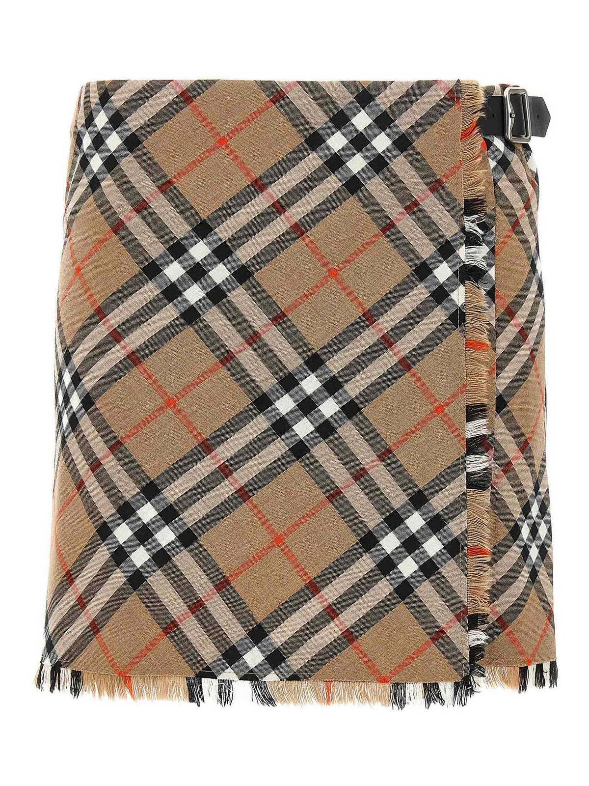 Burberry Check Wool Blend Mini Skirt Clothing