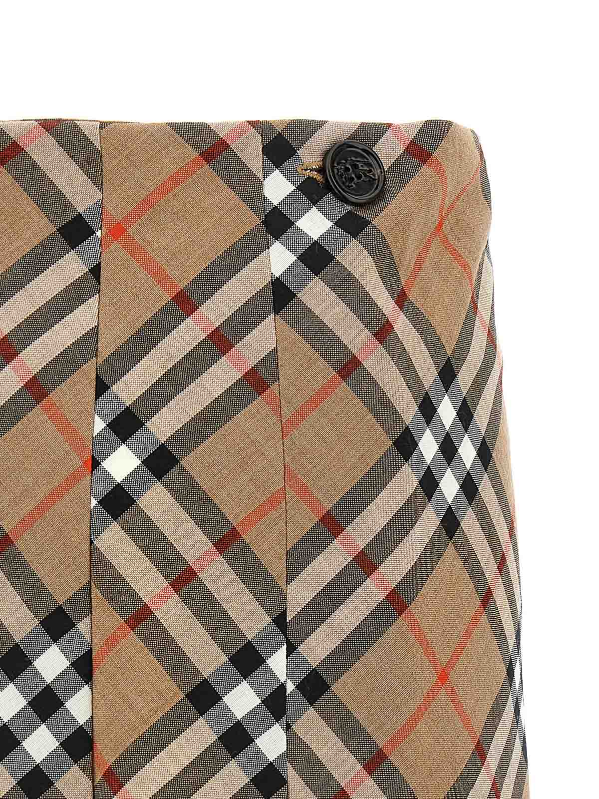 Burberry Check Wool Blend Mini Skirt Clothing