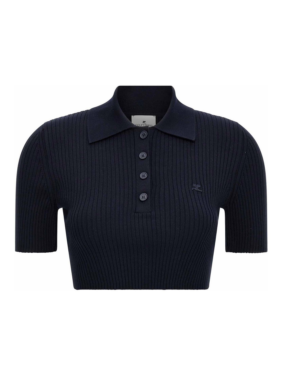 Tシャツ・カットソー Courreges SS25 Ribbed polo shirt (125MPO046FI0001 7075) CROPPED KNIT POLO - courrèges (クレージュ)