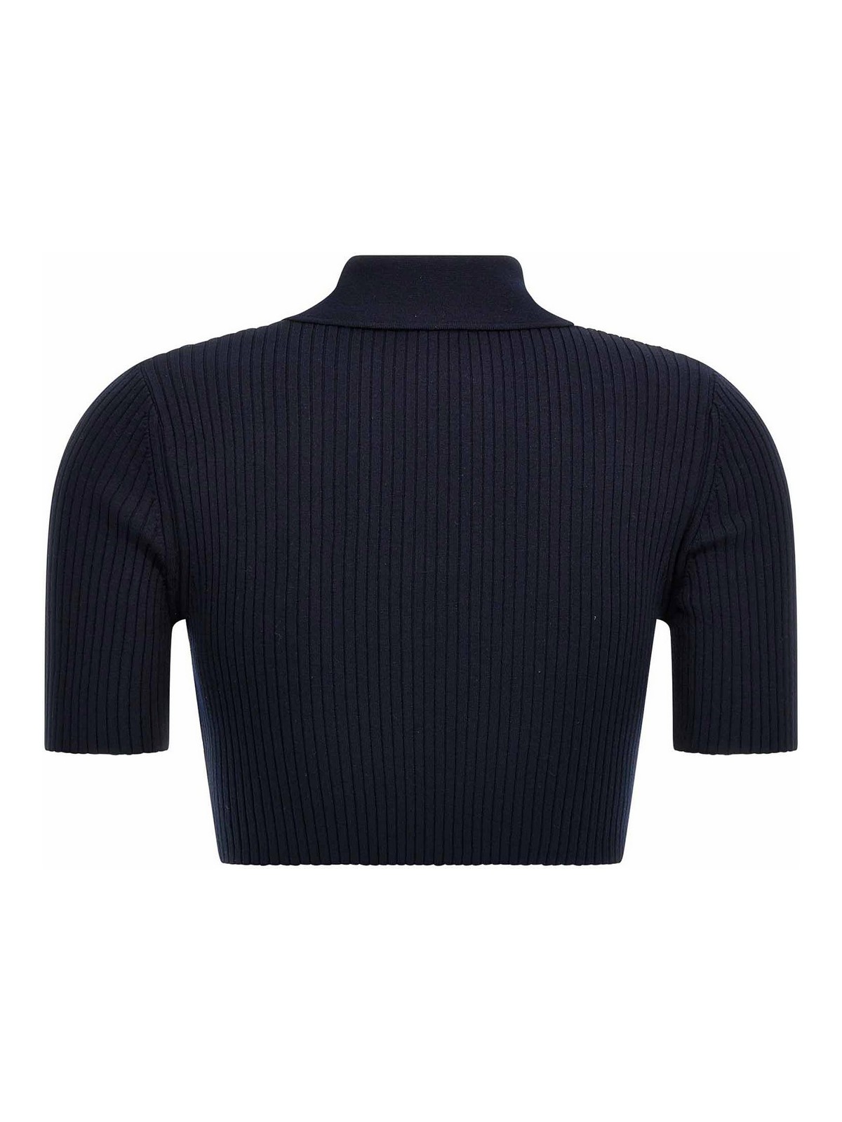 Courreges Ribbed Polo Shirt - Blue - Women | 125MPO046FI00017075