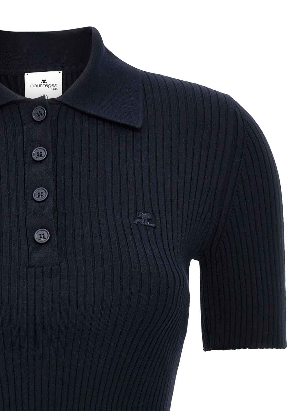 Tシャツ・カットソー Courreges SS25 Ribbed polo shirt (125MPO046FI0001 7075) CROPPED KNIT POLO - courrèges (クレージュ)