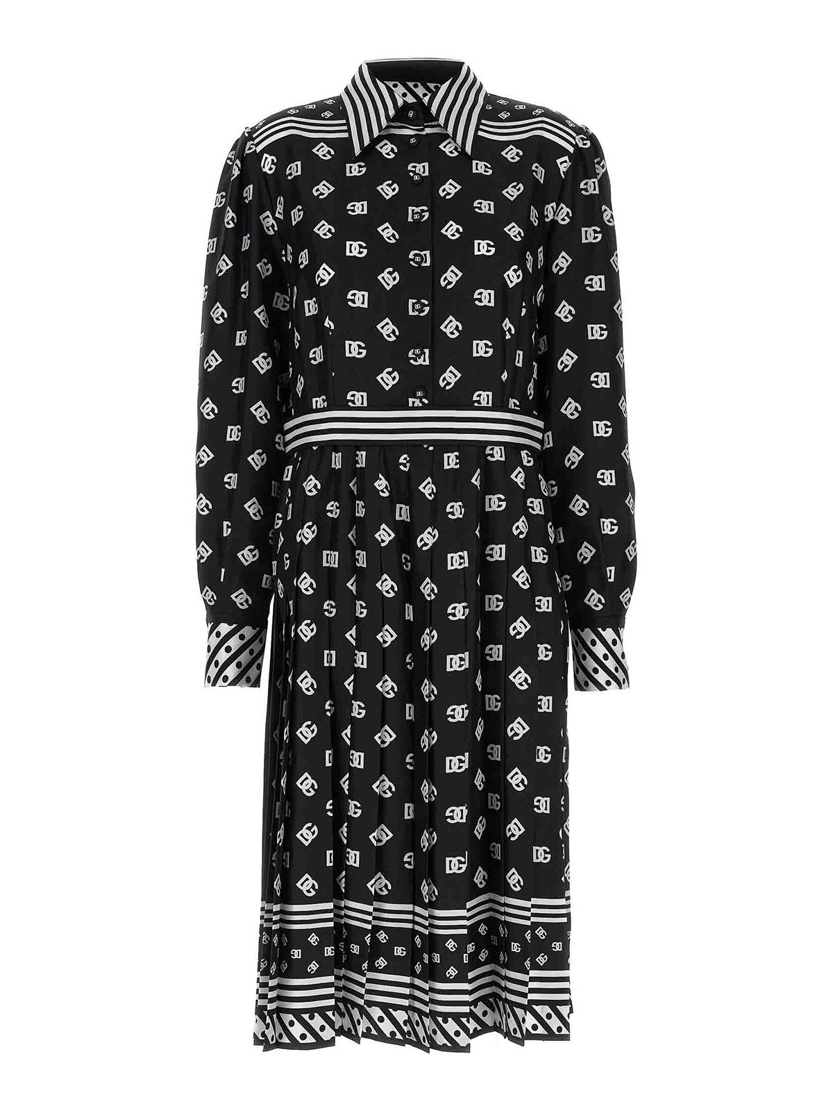 Dolce & Gabbana Scarf Dress With Long Sleeves And Pleated Skirt