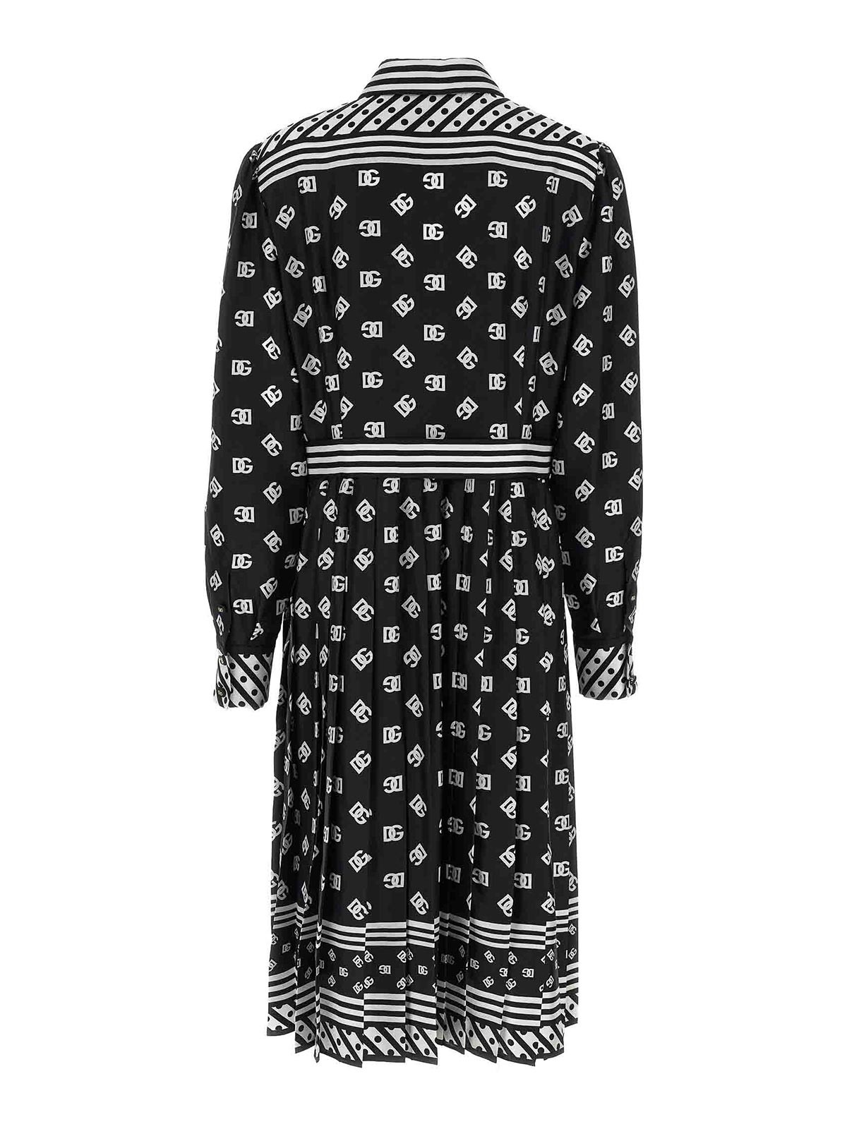 Dolce & Gabbana Scarf Dress With Long Sleeves And Pleated Skirt