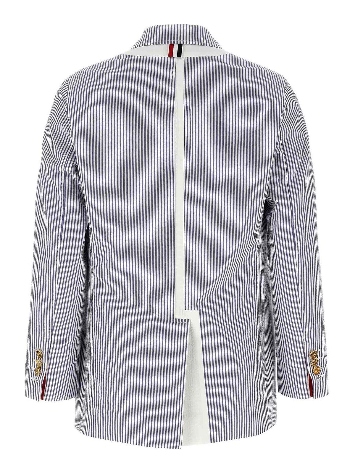 Shop Thom Browne Single-breasted Seersucker Blazer