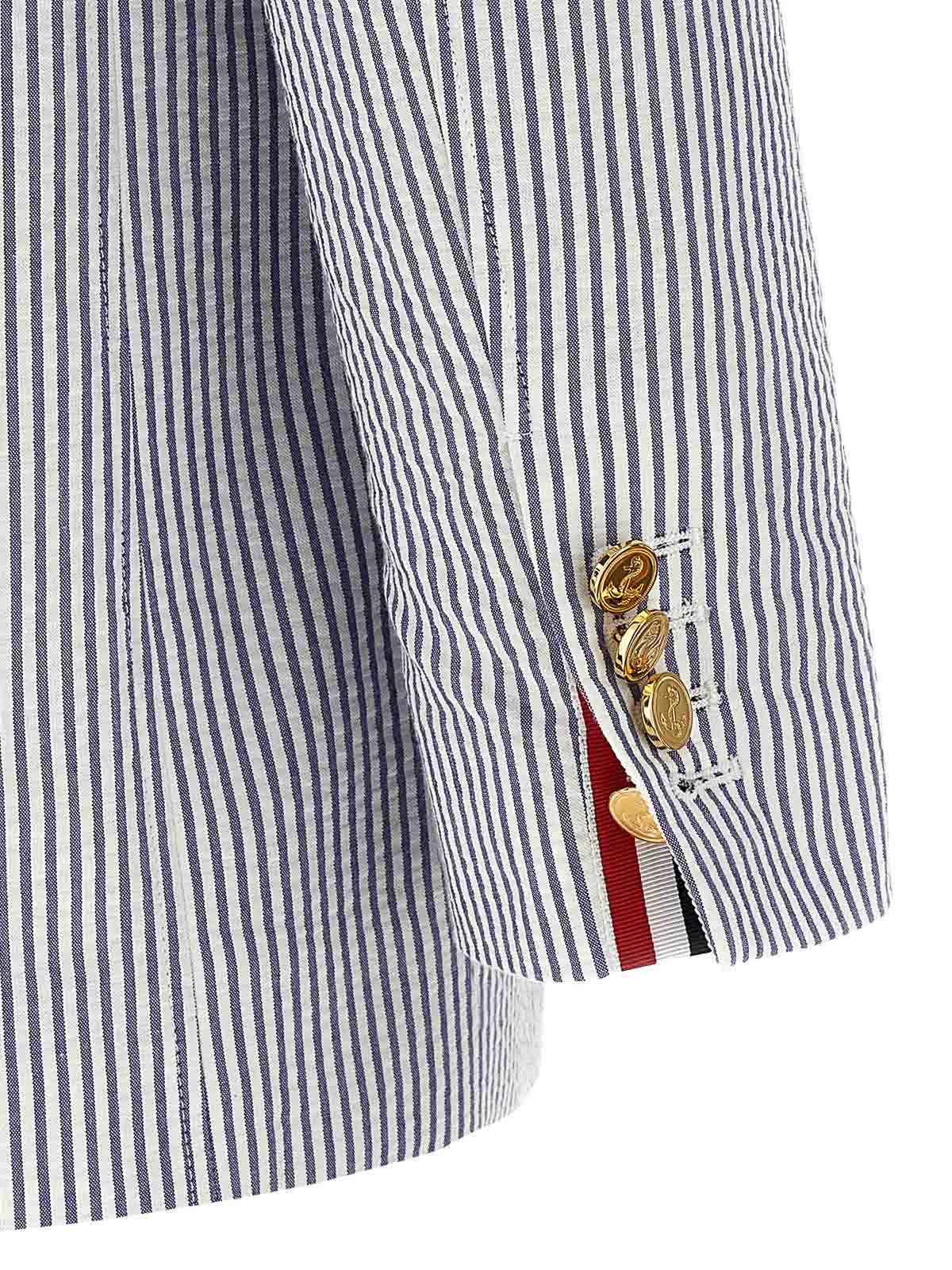 Shop Thom Browne Single-breasted Seersucker Blazer