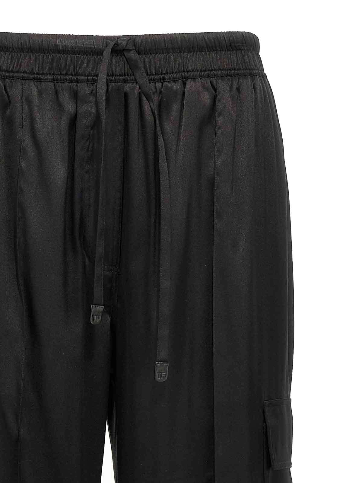Tom Ford Stretch Silk Satin Flare Leg Cargo Pajama Pants