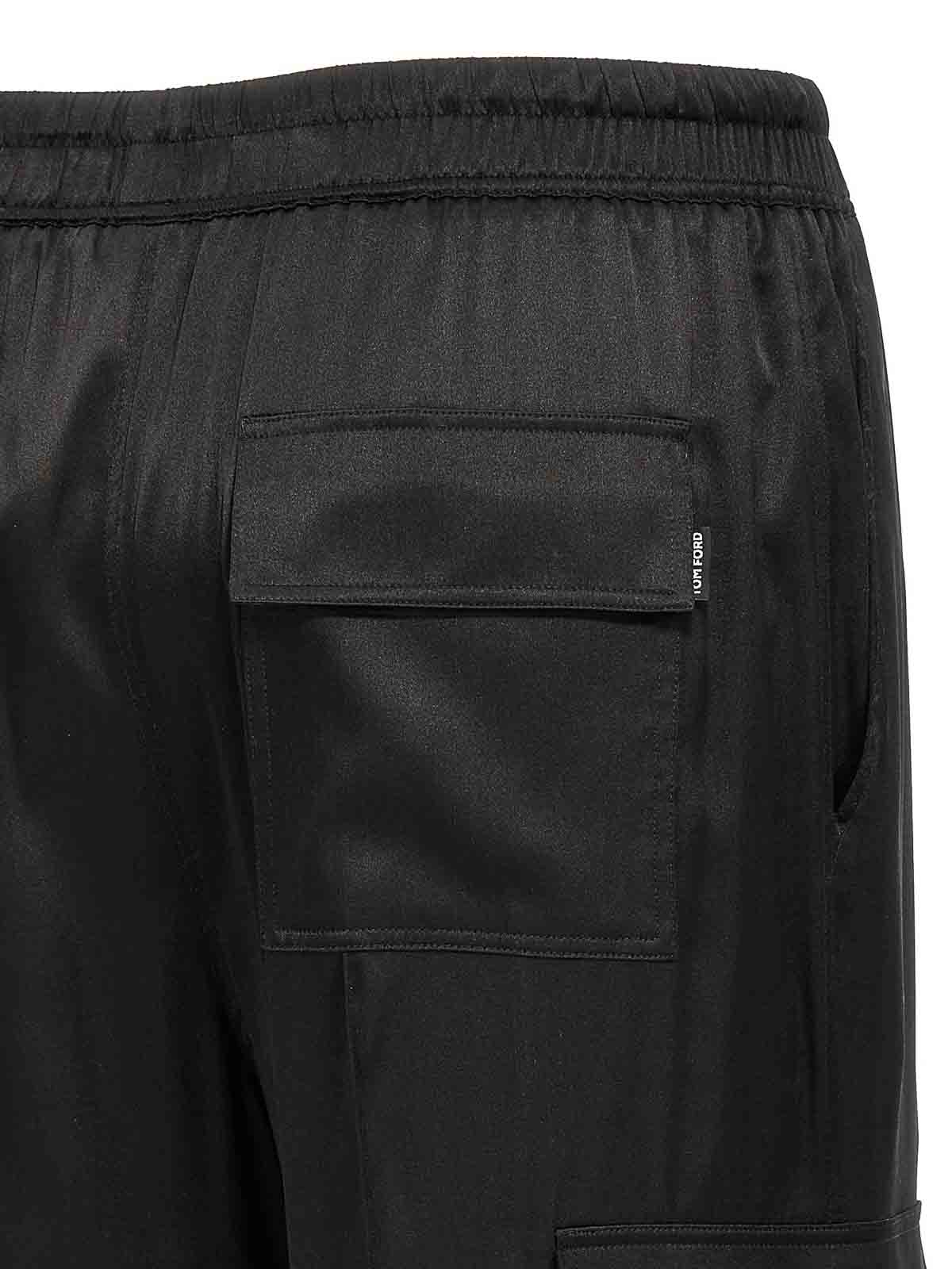 Tom Ford Stretch Silk Satin Flare Leg Cargo Pajama Pants
