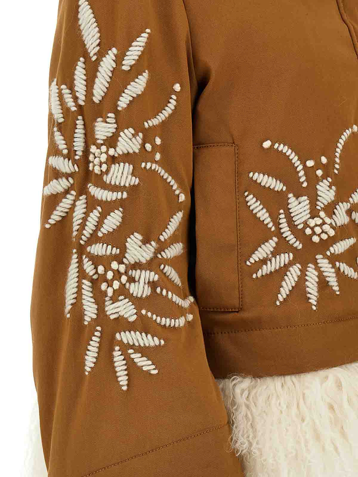 Ermanno Scervino Fur-embellished Cotton Parka With Quilted Lining In Brown