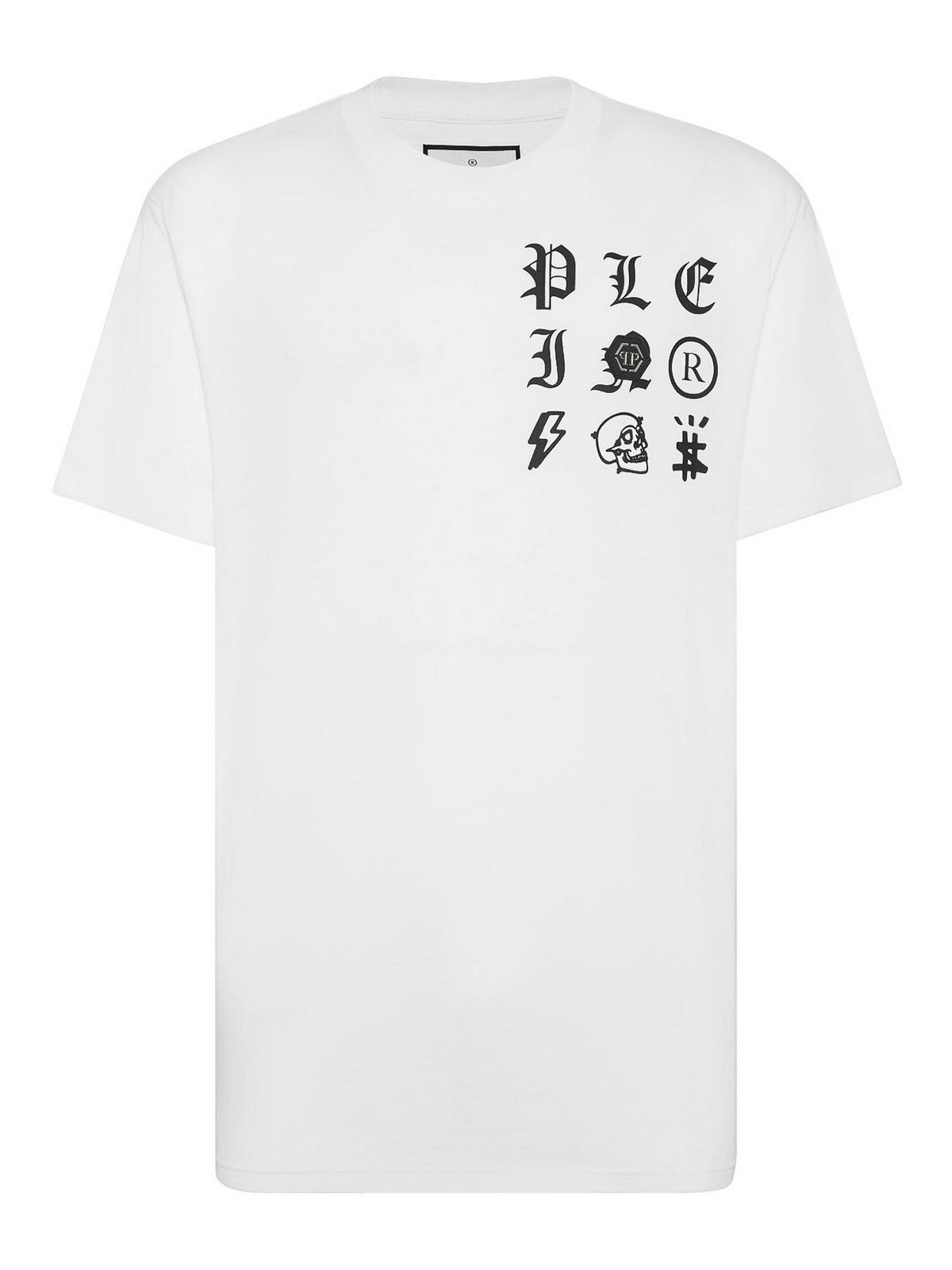 Philipp Plein Graphic Print Cotton T-shirt With Design And Fit In White