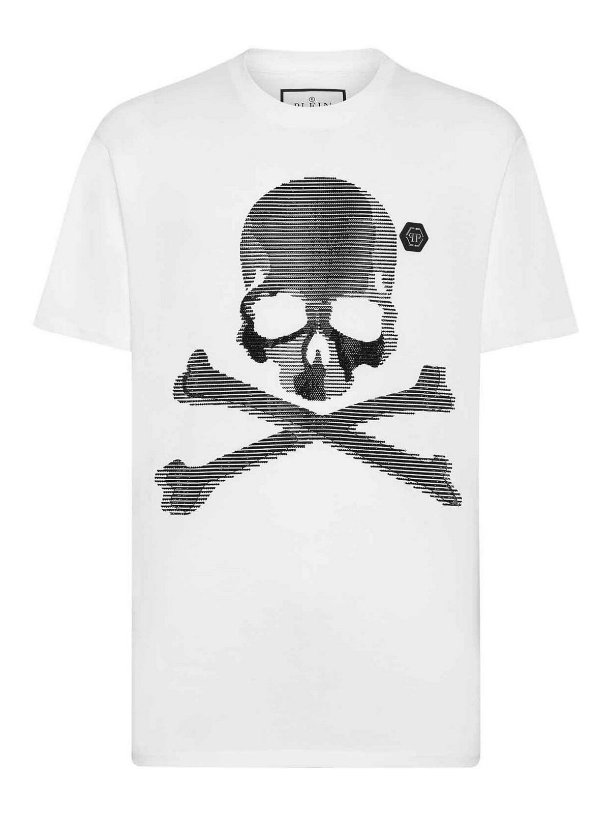Philipp Plein Crew Neck Skull And Crossbones T-shirt In White