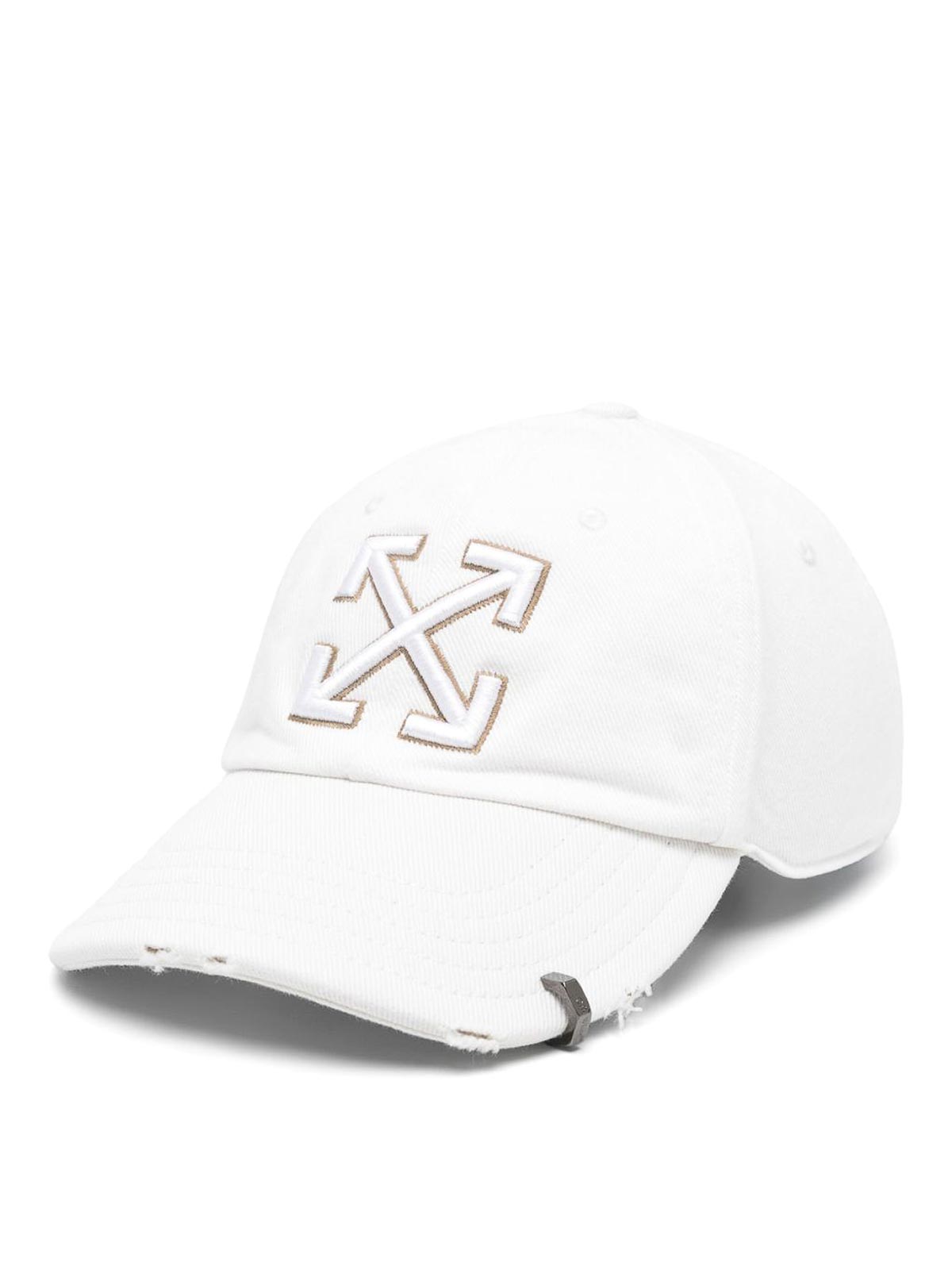 Off-white Baseball Hat With Experienced Effect