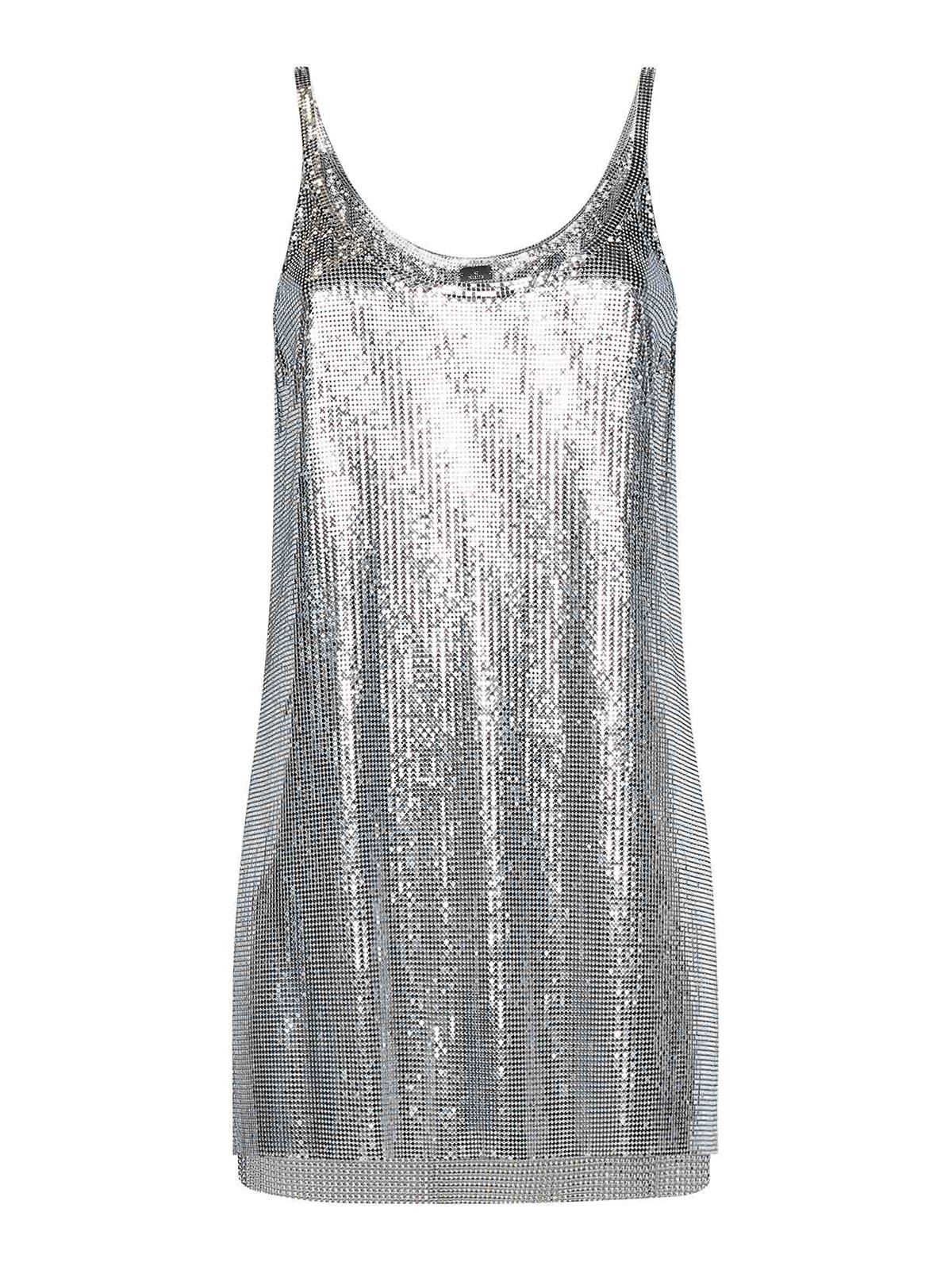 Rabanne Metallic Sleeveless Top With Spaghetti Straps And Chainmail In Tech Fabric Woman