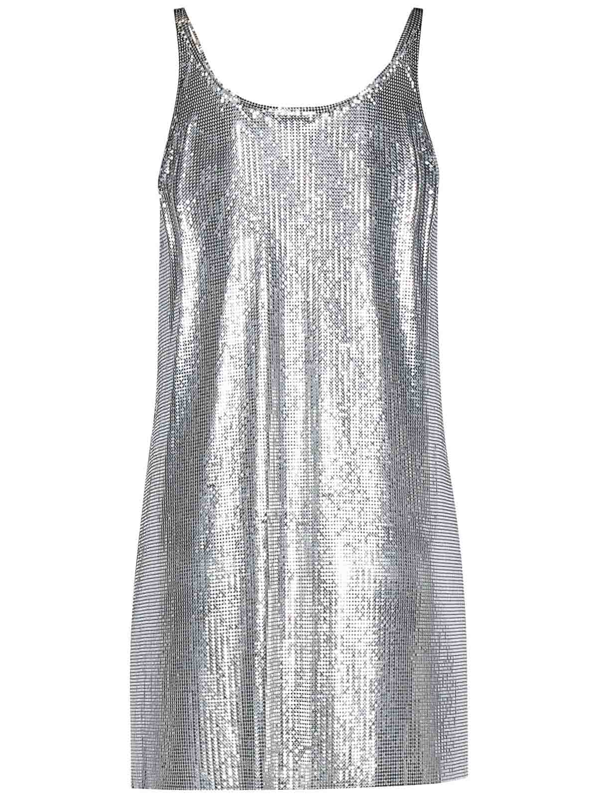 Rabanne Metallic Sleeveless Top With Spaghetti Straps And Chainmail In Tech Fabric Woman