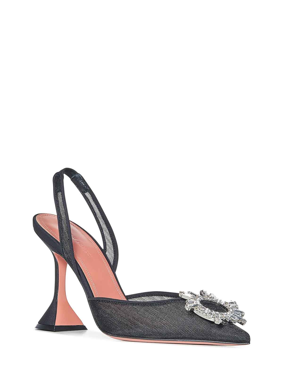 Amina Muaddi Black Mesh Pumps With Starburst Brooch