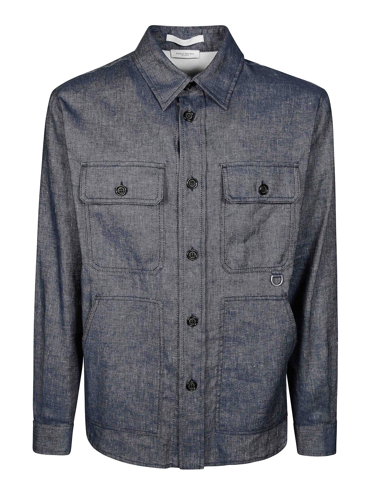 Paolo Pecora Over Shirt Lino Cot Eff Denim