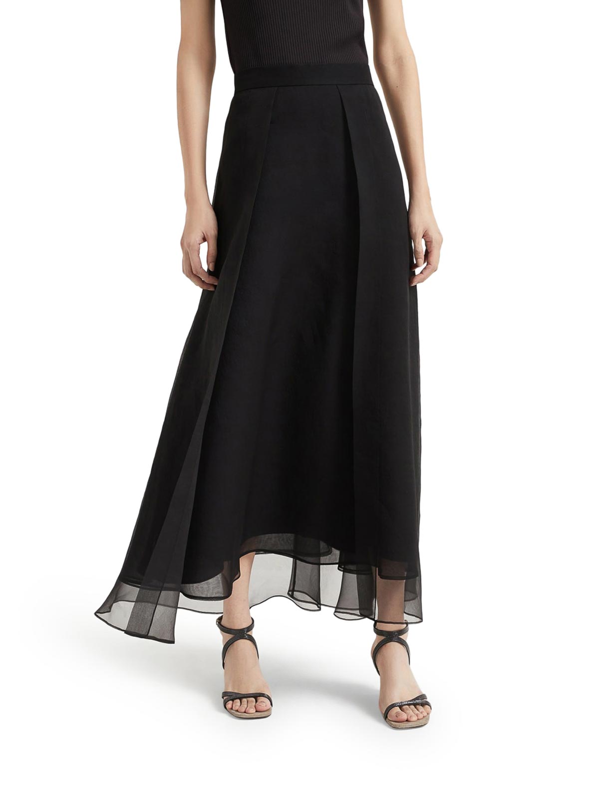 Brunello Cucinelli Black Skirt In Silk