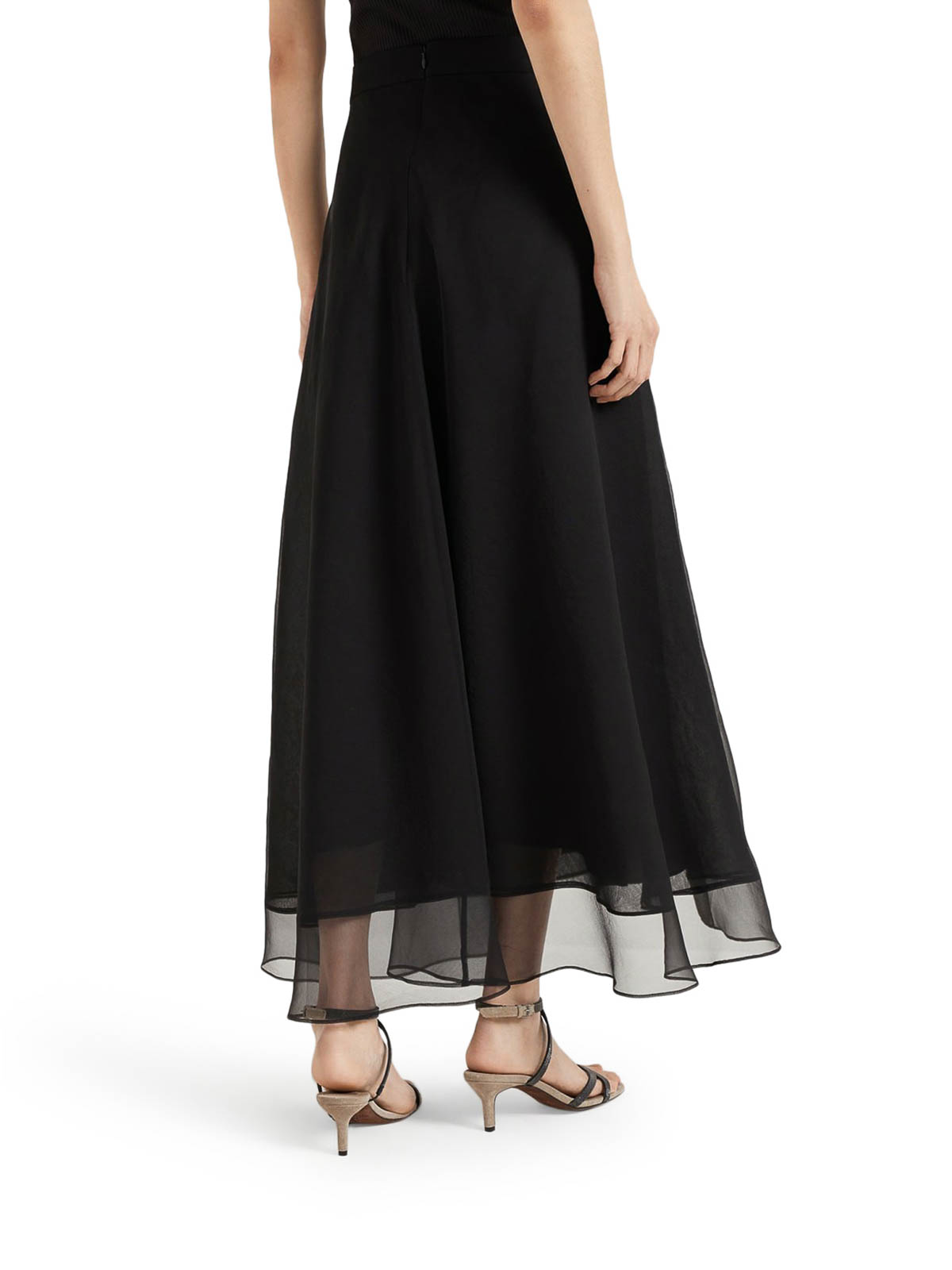 Brunello Cucinelli Black Skirt In Silk