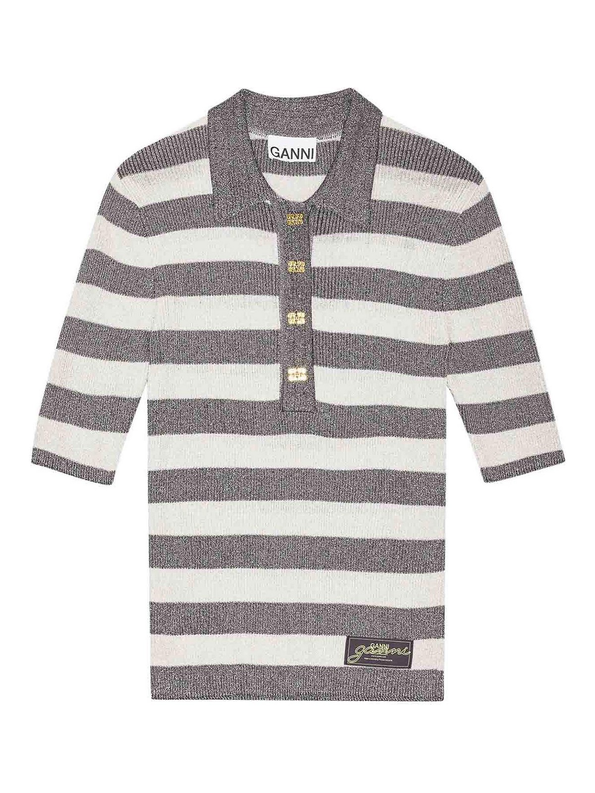 Ganni T-shirts And Polos Grey In Gray