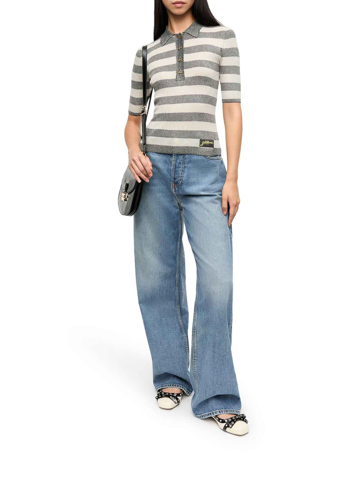 Ganni T-shirts And Polos Grey In Gray