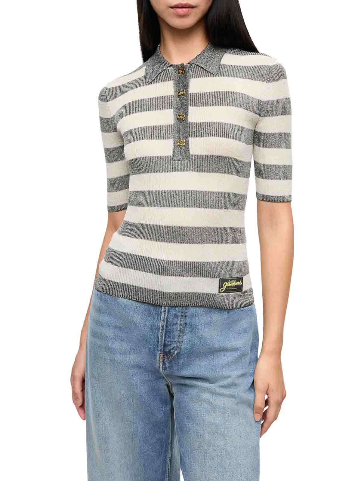 Ganni T-shirts And Polos Grey In Gray