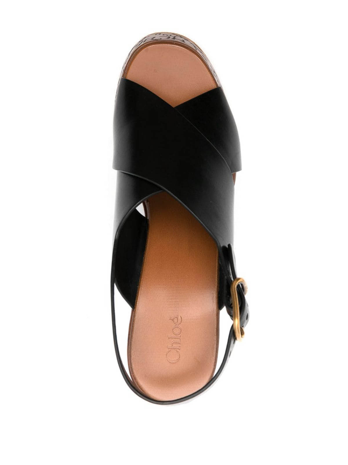 Chloé Maxime Leather Slingback Platform Wedge Sandals