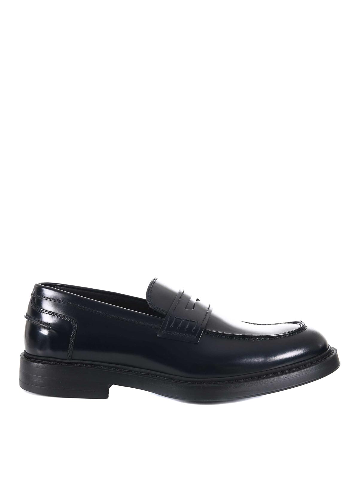 Doucal's Adler Black Slip-on Loafers In Smooth Leather Man